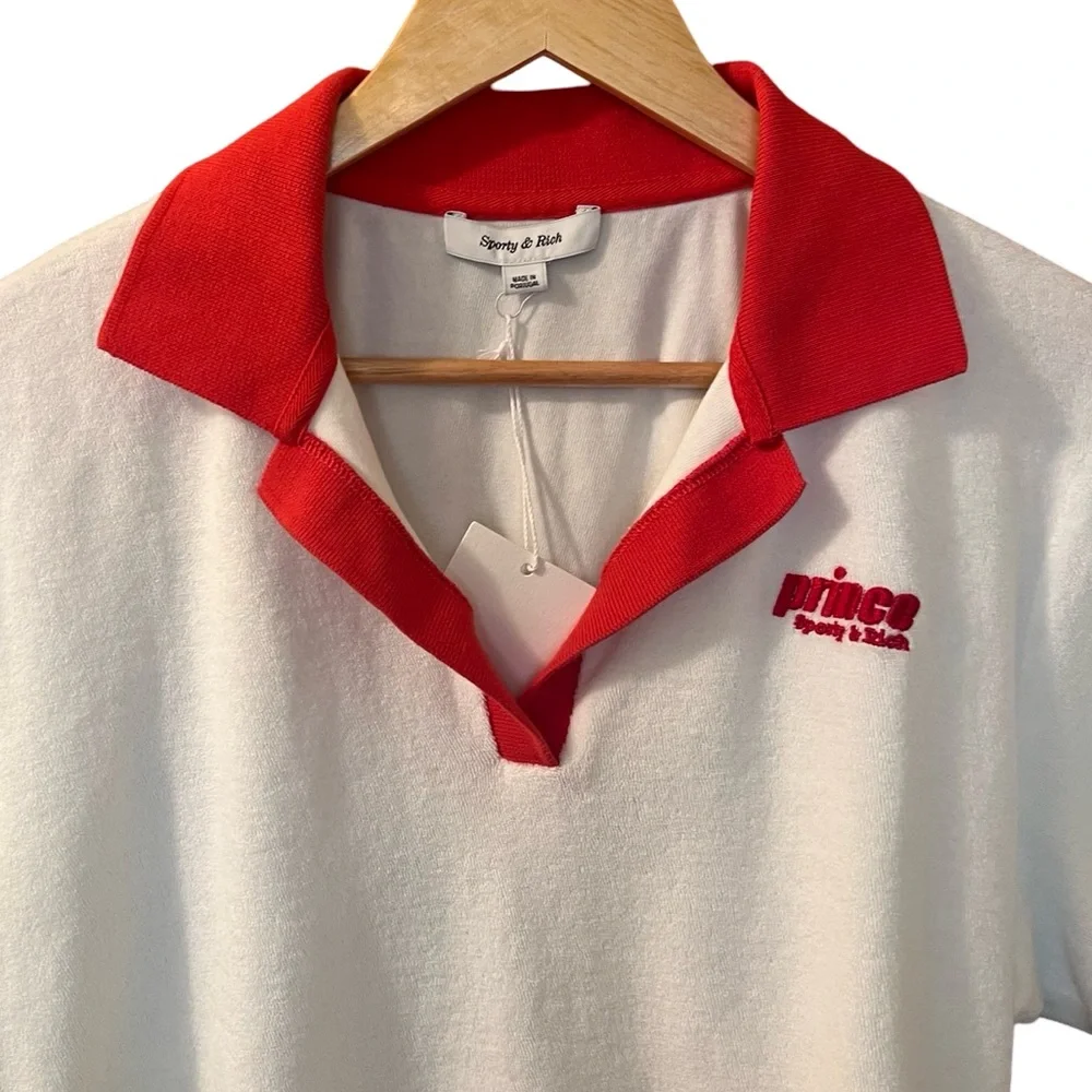 Sporty & Rich X Prince Sporty Terry Cotton Polo Sz M - Picture 9 of 13